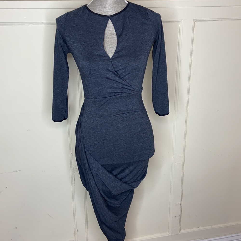 Gray Guess Dress With Leather Trim asymmetrical XS